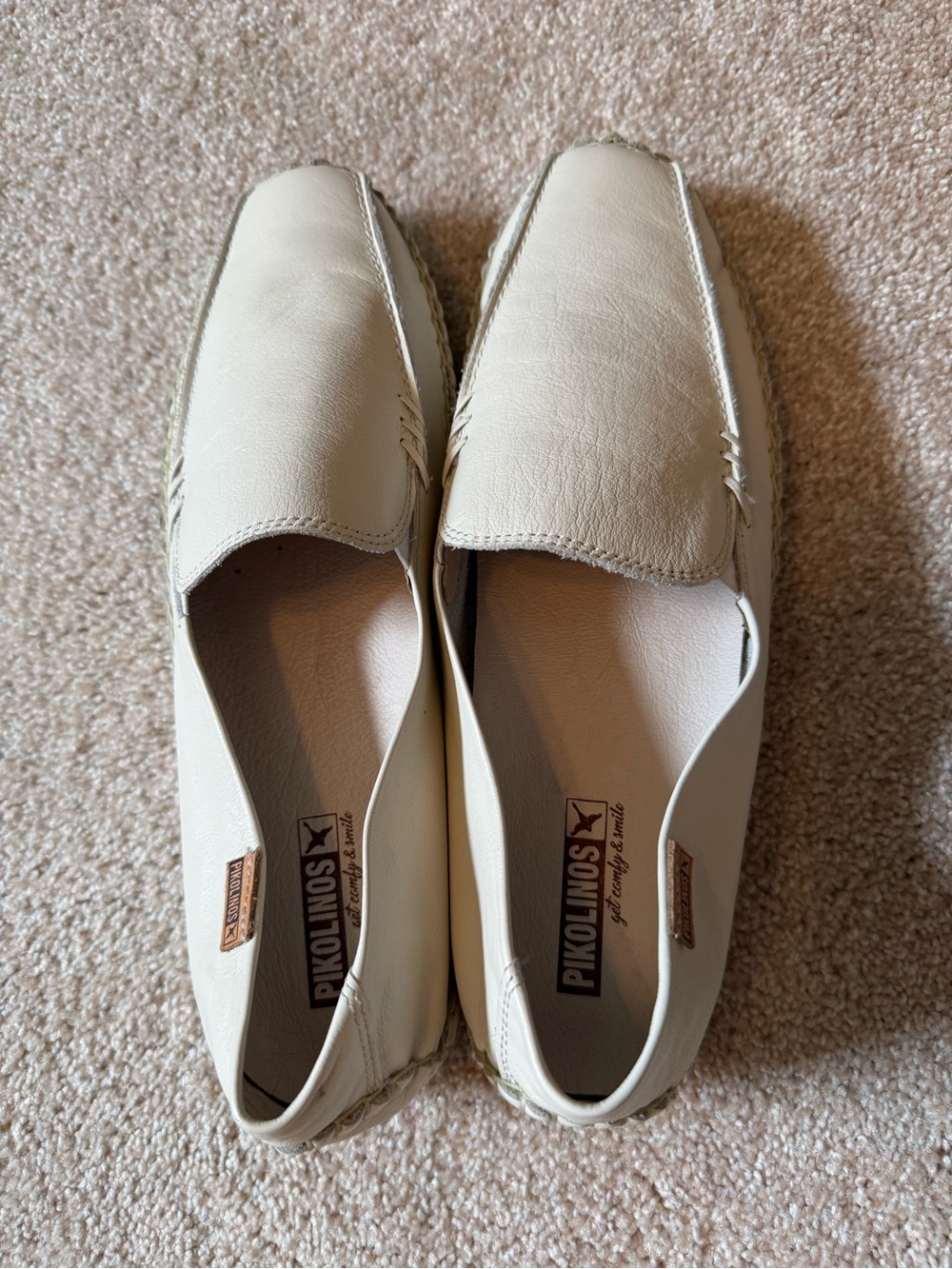 Pikolinos Cream Leather Slip-On driving Loafers - Picture 3 of 9